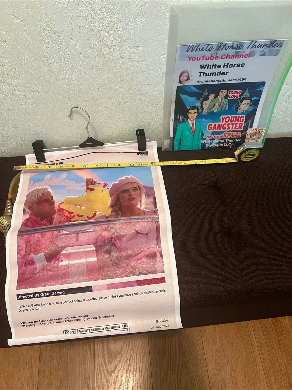 #2032**Unframed Barbie Poster Featuring Pink Accents and Yellow Roller Skates